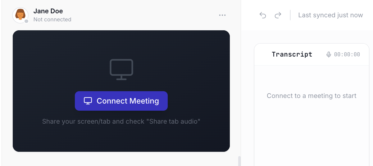 Live meeting interface